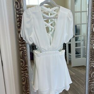 White ruffle mini skort dress